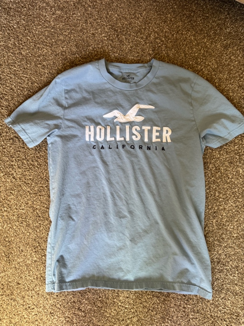 Hollister Light Blue Logo Short Sleeve Tee